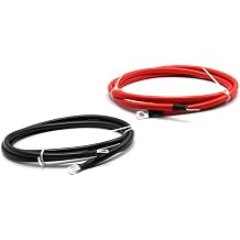 2 AWG Battery Cable 2 Gauge Battery Inverter Cables with 3/8 in Lugs Both Ends Power Inverter Wire Set for Automotive Solar Marine Boat RV Car Motorcycle Red and Black 7FT
