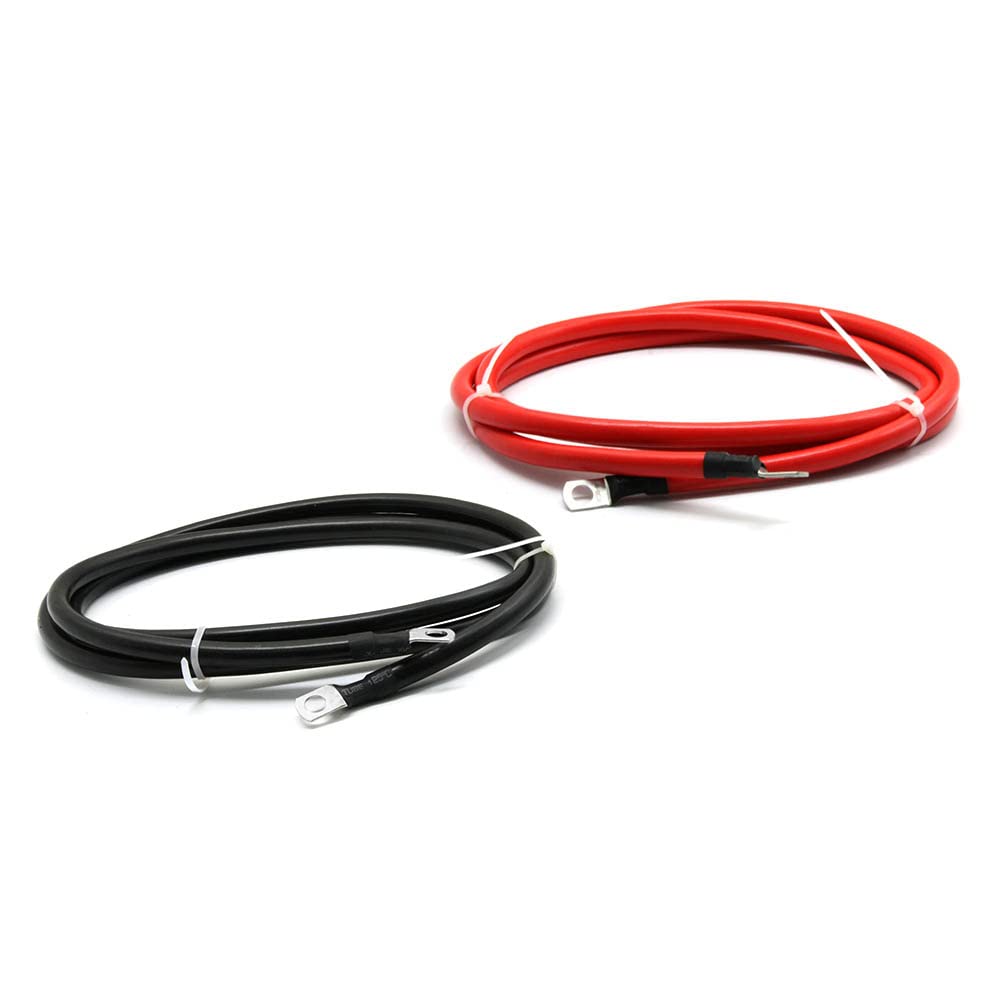 Cavo per batteria da 2 AWG, 2 gauge, con alette da 1 cm su entrambe le estremità, set di cavi inverter di potenza per auto, barche, camper, auto, moto, rosso e nero (2,8 m)