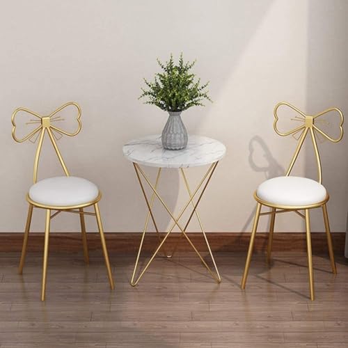 Silla de terciopelo blanca con respaldo de moño para tocador de dormitorio de niñas 4