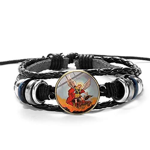 TUDUDU Arcángel Pulsera De Cuero Protégenos Santo Escudo Protección Justicia Encanto Pulsera...