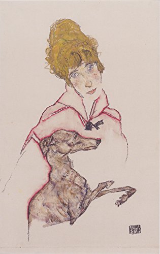 Cuadro de Egon Schiele Edith mit Windhund con elegante marco negro mate 2