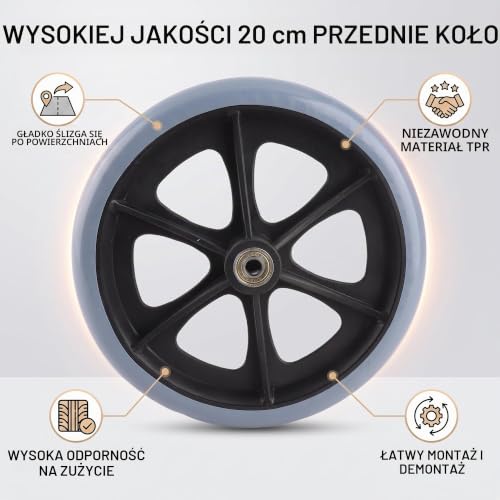 Koła przednie do wózka inwalidzkiego, 8 cali, antypoślizgowe, gumowe koła