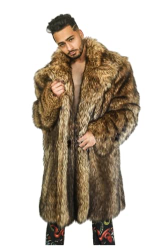 Tinhulf Men's Faux Fur Long Sleeve Sweater Fashion Jacket Winter Coat Outwear Fluffy Soft Overcoat