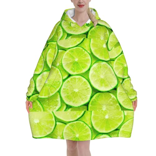 Sweat à capuche couverture unisexe en flanelle avec poches vert citron