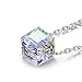 JIAEN S925 Sterling Sliver Plated Base Necklace Love Cube Zircon Pendant Necklace Short Paragraph Clavicle Chain,Necklace Charm,Necklace with CZ Pendant for Women