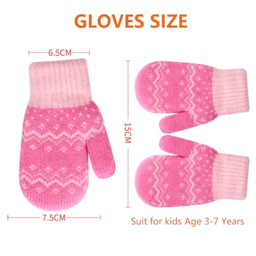 Winter Warm Mittens for Kids - Cute Knit Gloves Thick Fleece Lined Mittens for Boys Girls (for 3-6 Years)2
