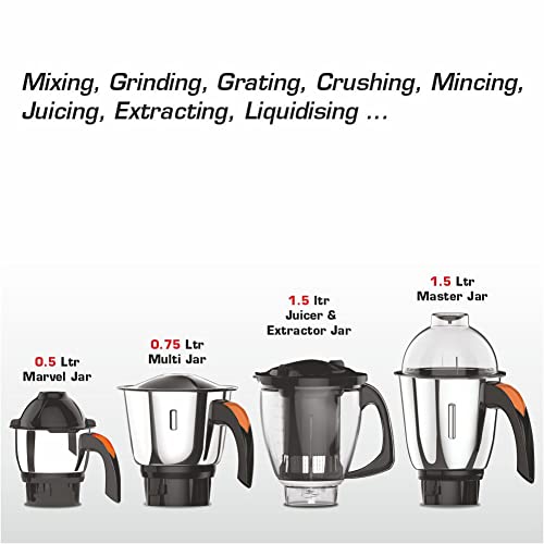 Image of Vidiem EVO ADC Mixer Grinder 612 A | Mixer grinder 750 watt with 5 Jar in-1 Juicer Mixer Grinder | 5 Leakproof Jars with self-lock,for Wet and Dry Spices,Chutneys and Curries | 5 Year Warranty