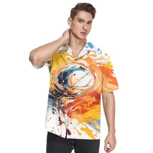 Chemise hawaïenne handball orange homme pour vos soirées plage et barbecues d'été