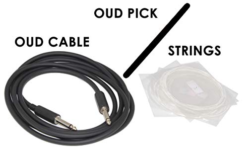 Skywin OUD Wood Musical Instrument - Hand Crafted Turkish Arabic OUD Instrument with Soft Case, 11 Turkish Strings, Picks, and 8' Instrument Cable - Thumbnail 3