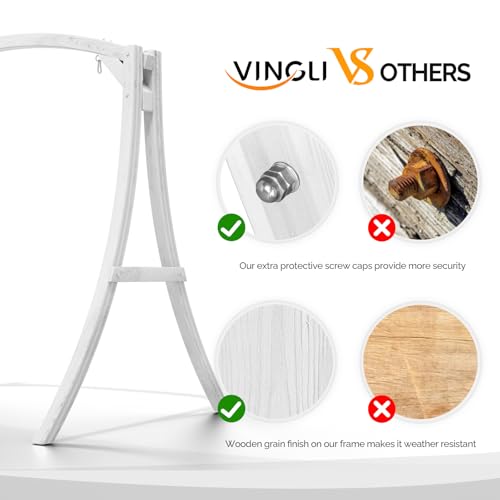 Image of VINGLI 6.7FT Wooden Porch Swing Frame, 1000-lb A-Frame Stand, White