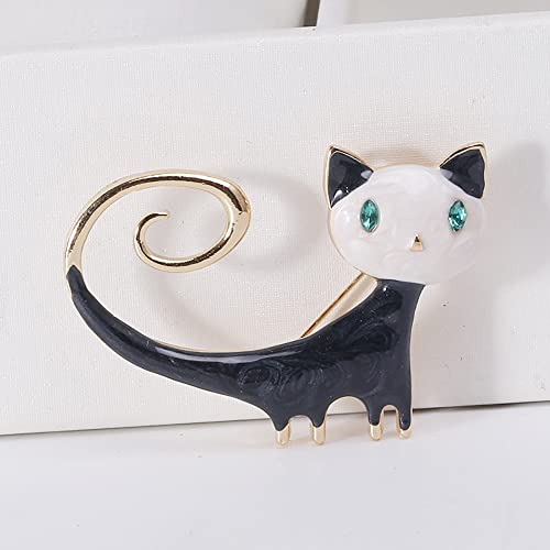 Image of Fashion Cat Lapel Brooch Pin for Women Girls Cubic Zirconia Rhinestone Enamel Pet Animal Pin Clip Hat Scarves Sweater Dress Suit Jacket Brooches Pins Cute Jewelry Gifts Christmas