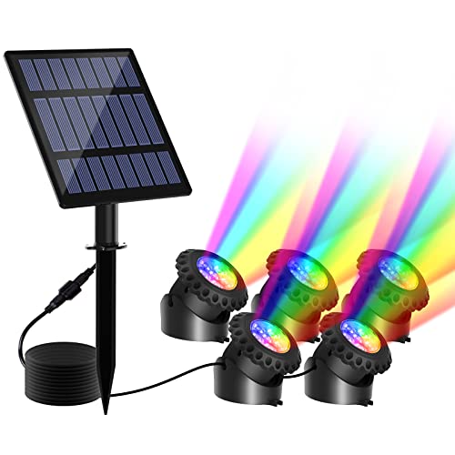 T-SUN Solar Pond Lights,5-IN-1 RGB LED Landscape...