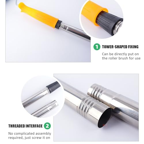 Cobenga 4-teilige Verlängerungsstange für Farbroller aus Edelstahl, Farbroller-Verlängerungsstange mit Schraube, 4 Abschnitte à 1,6 m
