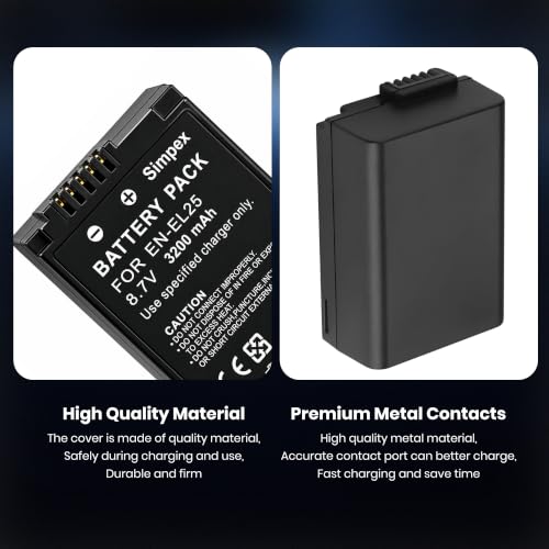 Image of Simpex EN-EL25 Rechargeable Li-ion Camera Battery 3200mAh 7.2V | High-Capacity Replacement Battery Compatible with Nikon Z50, Z30 & Z fc Mirrorless Cameras(Black)