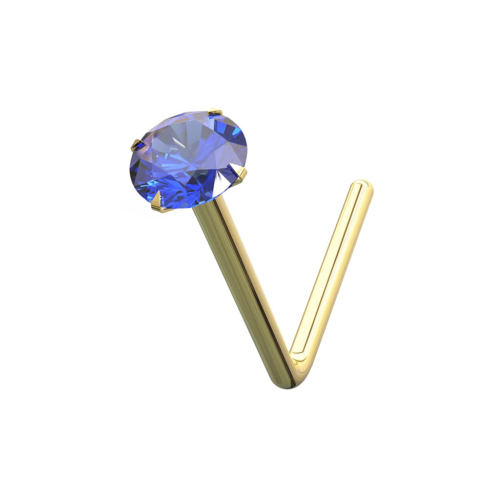 Monster Piercing | 14K Gold Echtgold | Nasenpiercing Nasenstecker Stud | Saphir Kristallstein | Stabstärke: 22G (0,6 mm) | Stablänge: 4mm x 4mm | Steingröße: 1,5mm bis 2,5mm | Hypoallergen