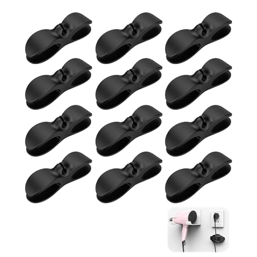 12 Pack Cord Organizer for Kitchen Appliances - Cable Management Wrap Holder for Mixer, Blender, Coffee Maker, Air Fryer, and Pressure Cooker (Black)