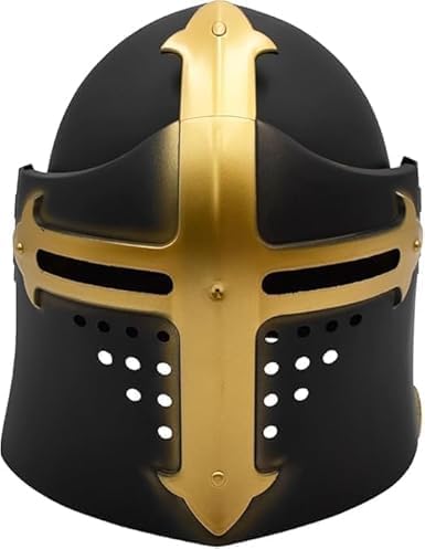 Medieval Armor Templar Knight Helmet with Flip-Up Face Mask, Adult Crusader Costume Headwear, Halloween Cosplay