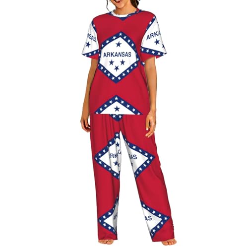 Pyjama femme Arkansas en tissu respirant toutes saisons ensemble short t-shirt