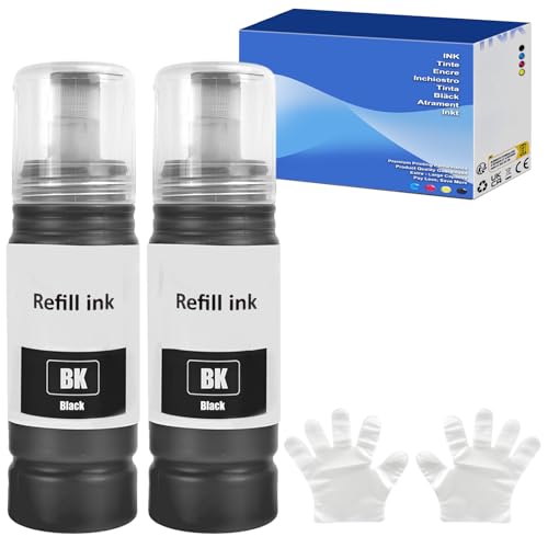 FANSHENG Ink Compatible with ink refill bottles for ET-1810 ET-2861 ET-2860 ET-4800 ET-2810 ET-2811 ET-2812 ET-2814 ET-2815 ET-2830 ET-2711 ET-2726 ET-4700 (2 Pack, Black x 2)