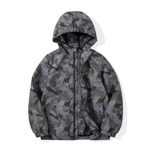 Image of SNOW DREAMS Boys Waterproof Rain Jacket Windbreaker Lightweight Coat Kids Raincoat Outerwear