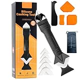 Multifunctional 3-in-1 Silicone Caulking Tool kit - The Ultimate Tile Joint Treatment Tool for Cleaning, Leveling, Seam Pressing, Shaping and Edge Finishing (Plastic Scouring Blade)