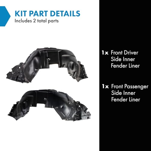 Image of TRQ Front Inner Fender Liner Set Compatible with 2007-2009 Lexus LS460 2008-2009 LS600h LX1248105 LX1249105