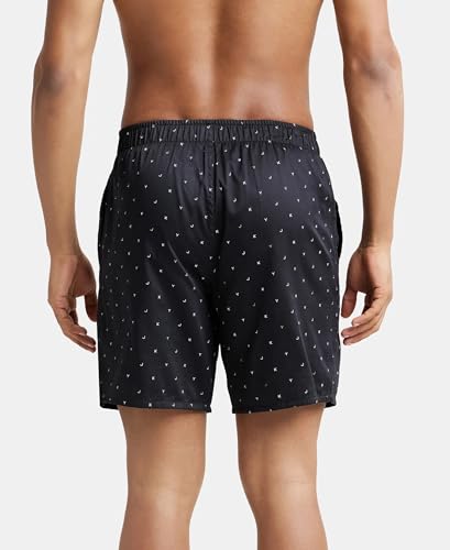 Image of Jockey NY07 Men's Super Combed Cotton Satin Weave Printed Boxer Shorts with Side Pocket