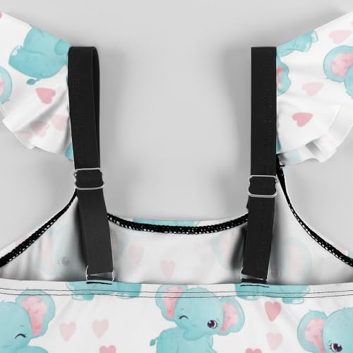 Image of Girls One Piece Swimsuit Lovely Cute Animals Ruffles Swimwear Bathing Suits 3-12 Years
