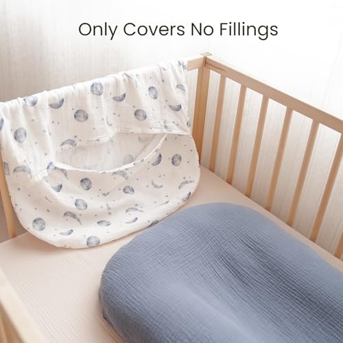 Image of Konssy Muslin Baby Lounger Cover 2 Pack, 100% Cotton Newborn Lounger Cover, Soft and Breathable Baby Nest Slipcover for Boys Girls (Planet,Navy)