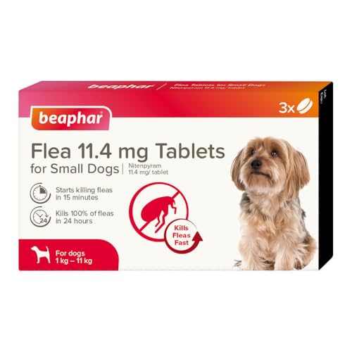 Beaphar - Flea Tablets for Small Dogs (1-11kg) - 3 Treatment Pack - Rapid Knock Down of Fleas - Starts Killing Fleas In 15 Minutes Kills 100% in 24hrs - Veterinary Medicine For Dogs from 4 Weeks Old