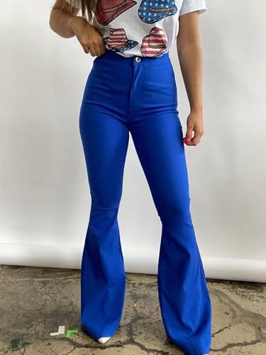 Willow Boutique High Waist Bell Bottom Jeans | Stretchy Women Bell Bottom Pants | Womens Fall Jeans for Casual - Royal Blue4