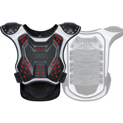 Chaqueta Protectora de Moto para niños, protección de Pecho para Montar, protección para Patinaje Protectores de Espalda para Scooter Equipo de protección para esquí Snowboard,Black-S