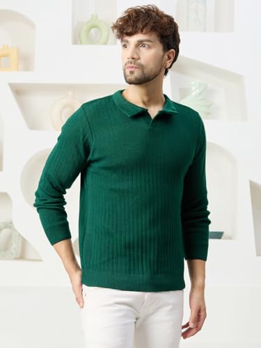 Image of Kvetoo Full Sleeve Winter Wear Woolen Collar Polo Sweater for Men