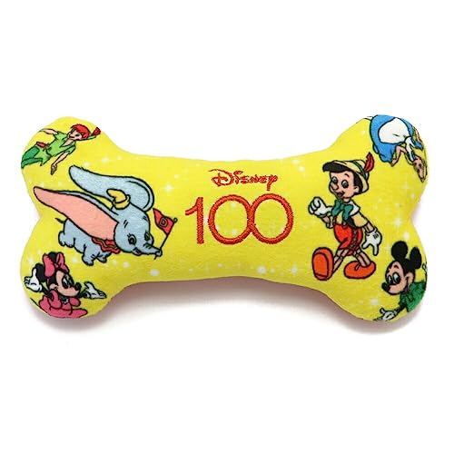 NEW 犬 おもちゃ デンタルケア ペットパラダイス ディズニー 100周年 音が鳴る 骨型 歯磨き トイ クラシック 【イエロー】