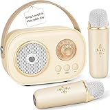 PRUNUS C20 Mini Karaoke Machine,Valentines Day Gifts for Her Him Kids Mens,Portable Bluetooth Speaker with 2 Wireless Microphone for Boys Girls 3-12+ Years Old...