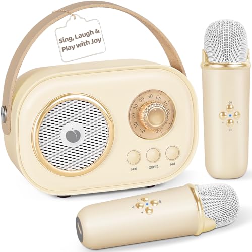 PRUNUS C20 Mini Karaoke Machine,Valentines Day Gifts for Her Him Kids Mens,Portable Bluetooth Speaker with 2 Wireless Microphone for Boys Girls 3-12+ Years Old...