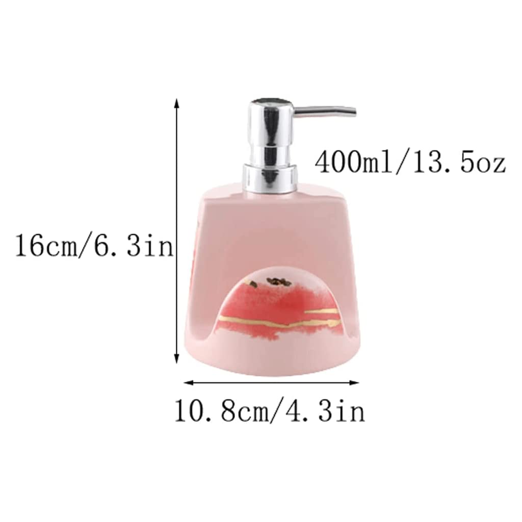 Dispensador de jabón de cerámica, dispensador de loción de Relleno de Doble propósito, Bomba a Prueba de óxido, Bomba de jabón de Esponja, Fregadero de Cocina de 400ml/13,5 oz