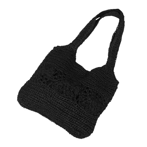 Sac de plage en paille noir fourre-tout idéal pour vos journées ensoleillées