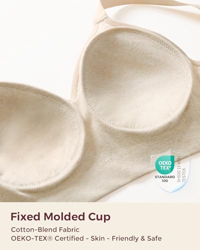 Image of Momcozy Seamless U.S. Cotton Wireless Padded Bras for Women