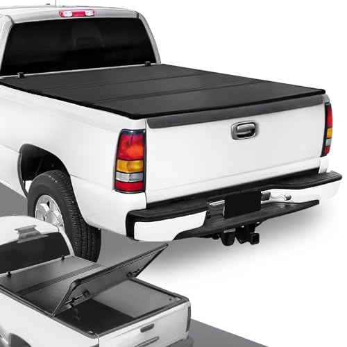 DNA MOTORING New Upgrade Truck Bed Top Hard Solid Tri-Fold
