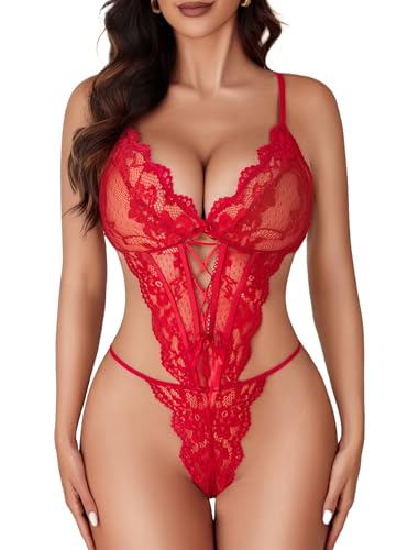 Image of Avidlove Sexy Lingerie for Women Lace Teddy Bodysuit One Piece Lingerie
