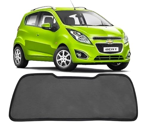 Image of Autofact Dicky Curtain for Chevrolet Beat | Custom Fit Rear Windshield Sunshade | Foldable Mesh | Privacy & Cooling Car Accessory | Car Rear Sun Shade UV Block Easy Install Durable Black Mesh