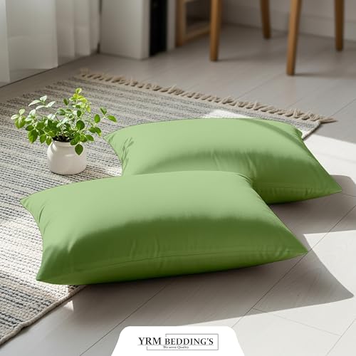 Image of YRM Bedding's - Egyptian Cotton 600TC Pillow Cover | Premium Pillowcases | Luxury Bedding-Export Collection | High Thread Count Durable & Breathable Covers - Sage Green | [18''x32''] Inches