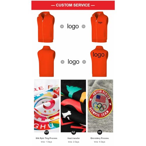 BAGLEV Personalisierte Logo-Weste, Individueller Druck mit Ihrem Eigenen Bild/Text, für Herren und Damen, Warme Fleecejacke, Frühlings- und Herbstmode, Lässige Weste, Mantel Black,M