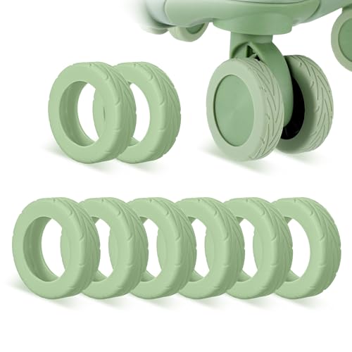 Wanmu 8 Stück Silikon Radschutzabdeckung für Gepäck, rutschfest Reisekoffer-Radabdeckung, Wasserdicht Schutzhülle Koffer Rollenschut für Reisen, Gepäck Koffer (Grün)