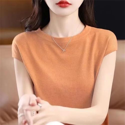 Women's Knit Ice Silk Short Sleeve Sweater Summer Thin Loose Fit T-Shirt Pullover2