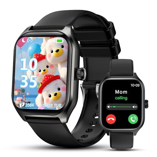 Smartwatch Kinder Telefonuhr Sport Fitness mit Anruf SOS Fitness Tracker Schlafmonitor Spiele Musik Kamera Wecker, Bluetooth Telefon Uhr für Jungen Mädchen Geschenke