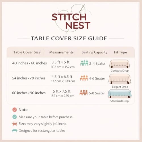 Image of STITCHNEST 'Tavola Luxe Series' Dining Table Cover 60x90 Inches | 6 Seater - 8 Seater Rectangular Dining Table Cover | Premium Fabric, Washable & Colour Fast