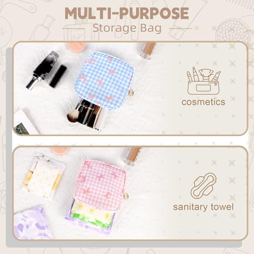 Image of Period Bag for Teen Girls, Canvas Sanitary Napkin Storage Bag with Zipper, Portable Menstrual Pad Bag Tampon Holder for Purse
