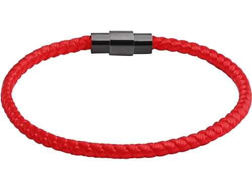 HAQUIL Red Lucky Paracord Bracelet | Durable Unisex Braided Cord with Stainless Steel Closure